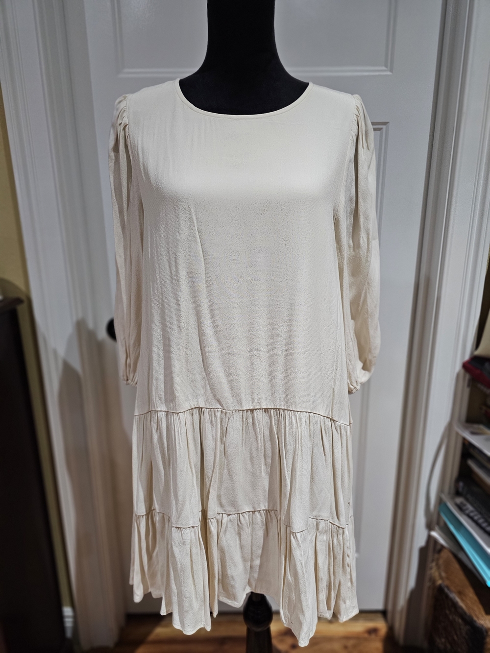 Women's Cream Tiered Mini Dress